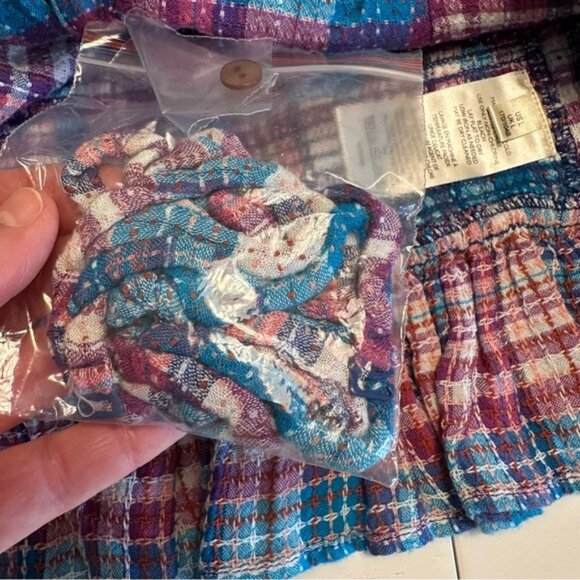 NWT Free People Women's Blue & Purple Plaid Peplum Tube Top Size Large - Picture 9 of 10